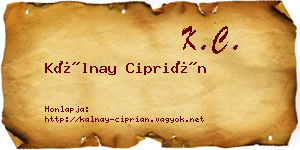 Kálnay Ciprián névjegykártya